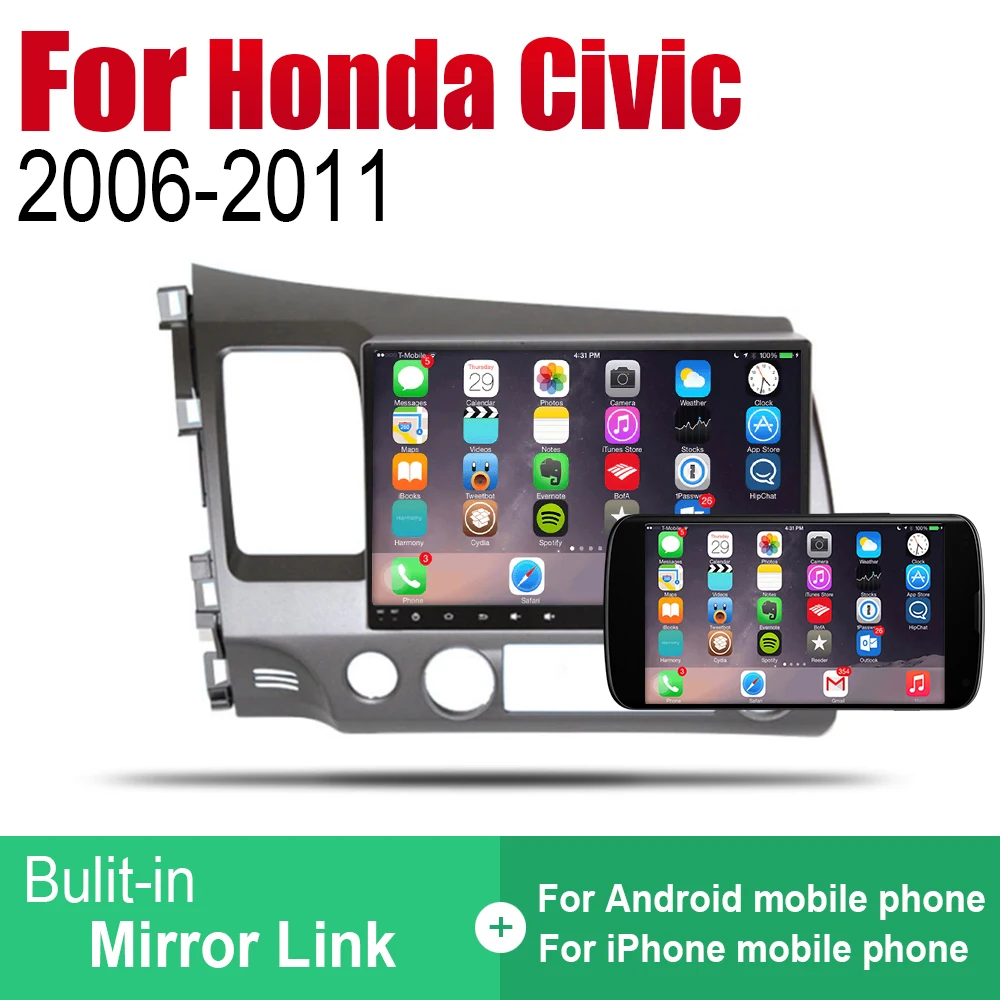 Автомагнитола 2 Din Android Автомобильный плеер для Honda Civic 2006-2011 GPS-навигация BT Wi-Fi