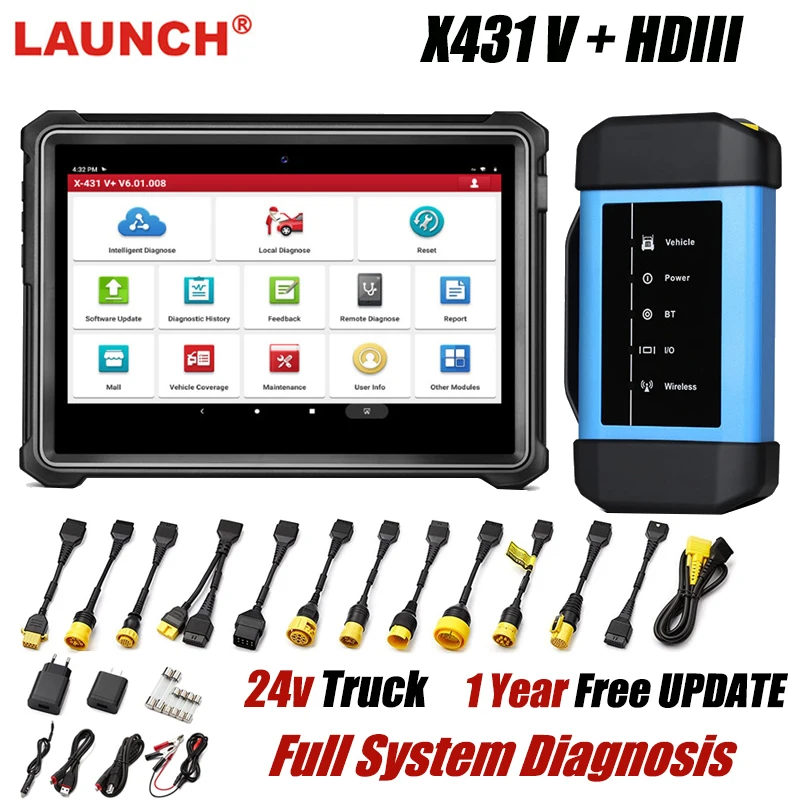 

Диагностический сканер Launch X431 V HDIII V4.0 для тяжелых грузовиков, Wi-Fi/Bluetooth, профессиональный сканирующий инструмент