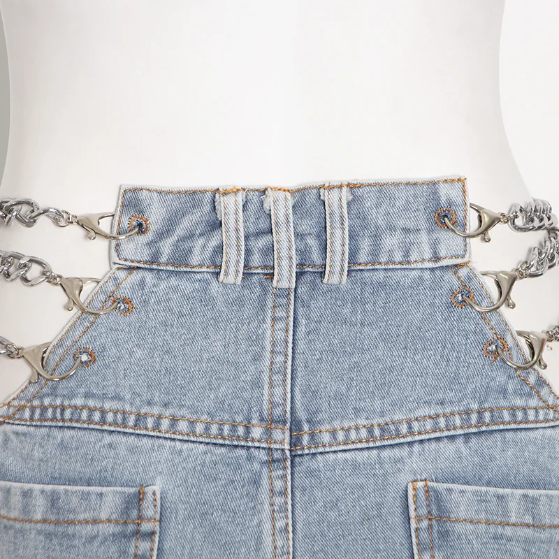 

Hot Sale Women Winter Fashion Sexy Chain Blue Flare Jeans 2020 Designer Bodycon High Street Chic Lady Trousers
