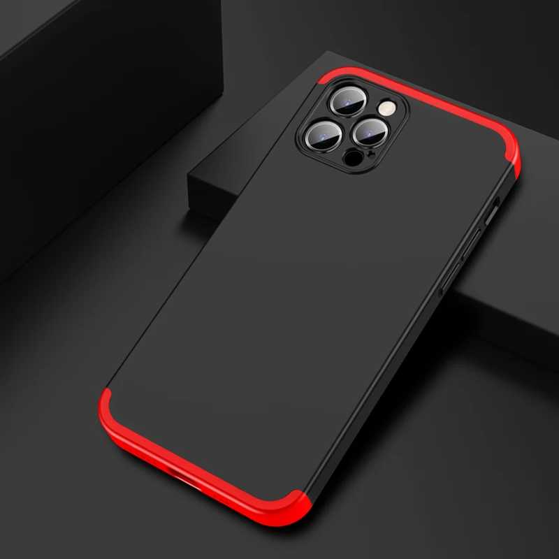 gkk for iphone 12 case 360 full protection with glass 3 in 1 shockproof anti fingerprint matte hard cover for iphone 12 shell free global shipping