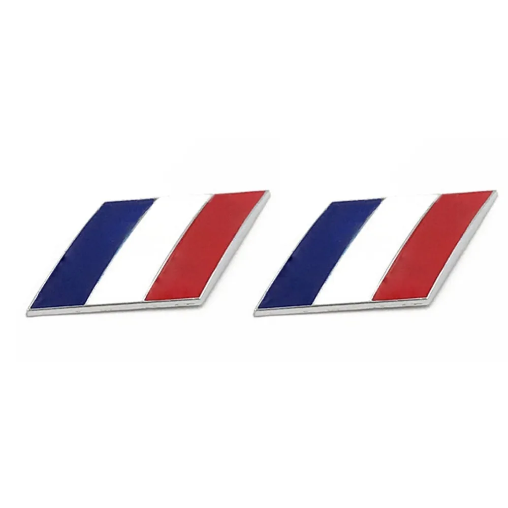 

DSYCAR 2Pcs 3D Metal France Flag Car Body Side Fender Rear Trunk Emblem Badge Stickers for Peugeot Citroen Renault Bugatti DS