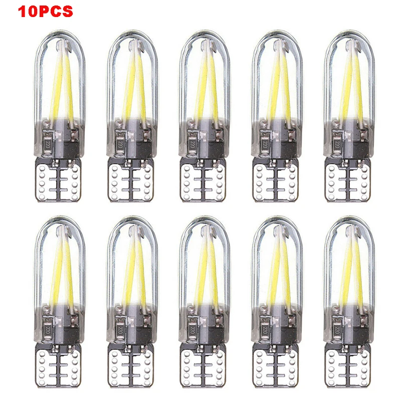 10PCS T10 COB LED Car Wedge Parking Light Side Door Bulb Instrument Lamp Auto License Plate Light