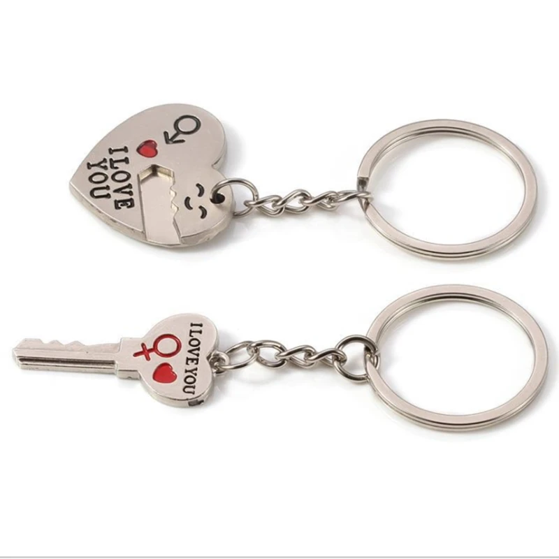 

I Love You Heart Shape Couple Key Chain Ring Keyring Keyfob Lover Gift Valentine's Day