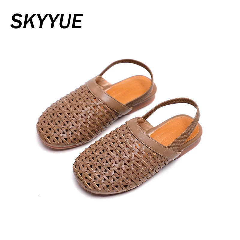 Весенние детские плетеные тапочки Шлепанцы принцессы для маленьких девочек