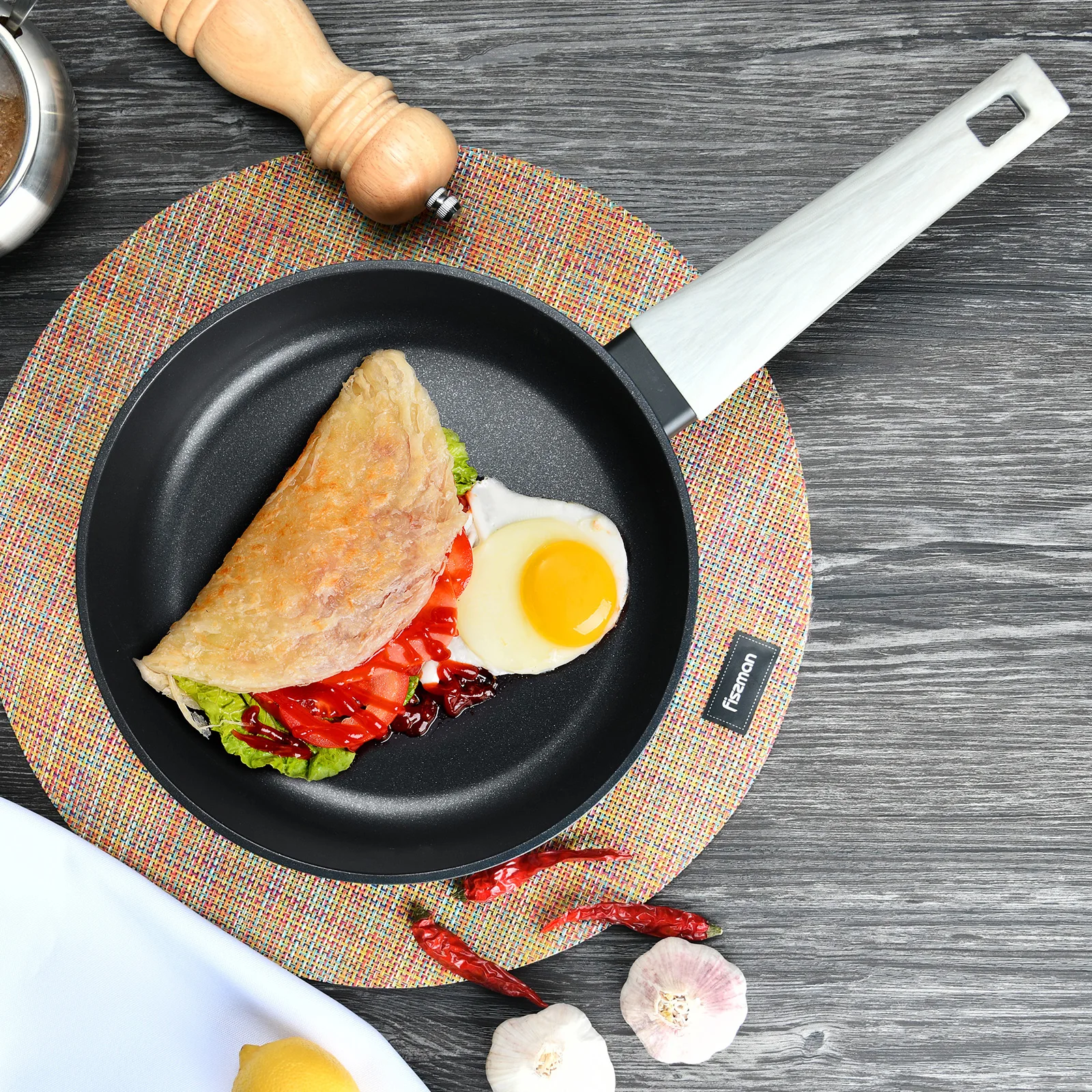 FISSMAN серия MIRA глубокая сковорода с черным мраморным покрытием алюминиевая