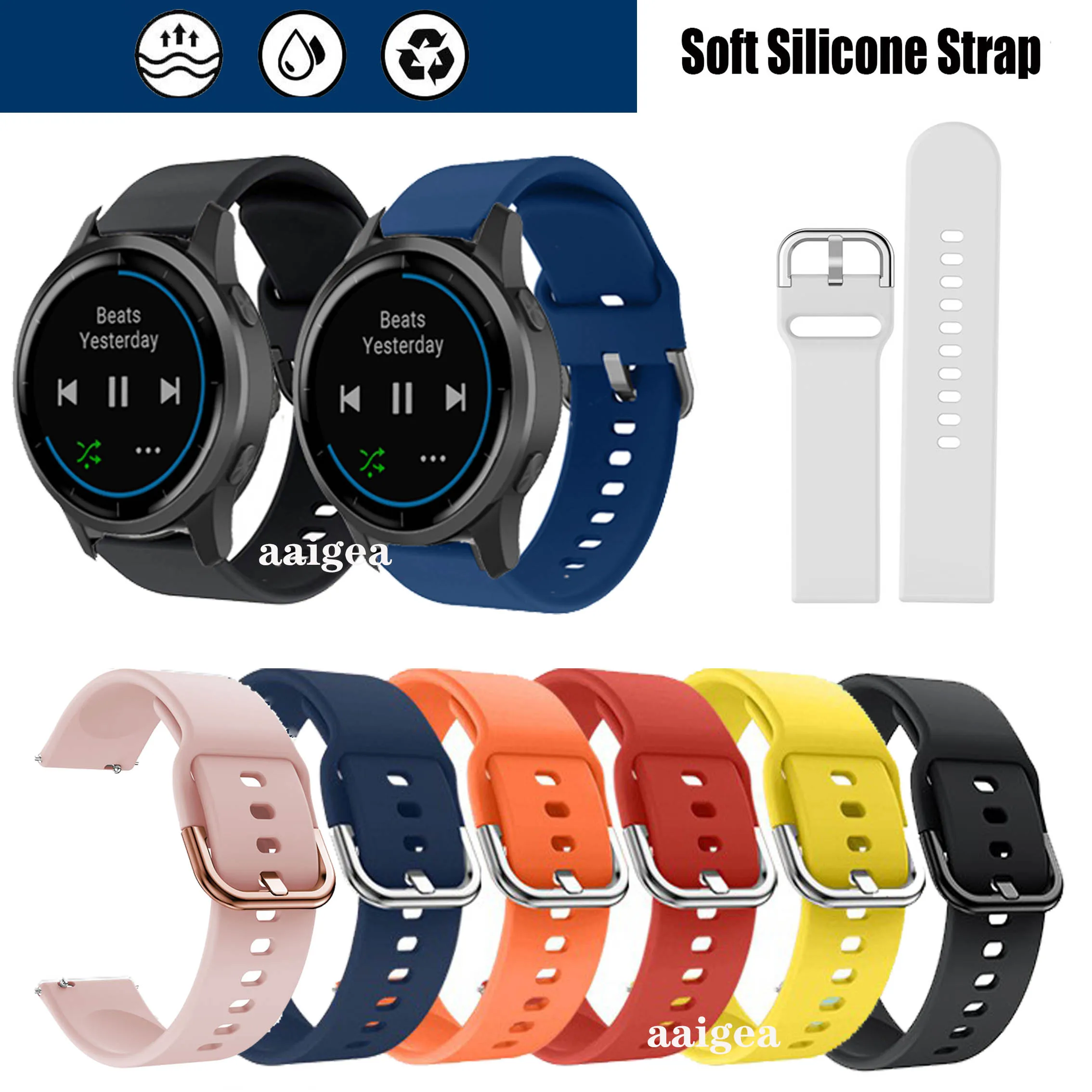 

20mm 22mm Soft Silicone Band Strap for Garmin Active vivoactive 4 Band with fashional colors