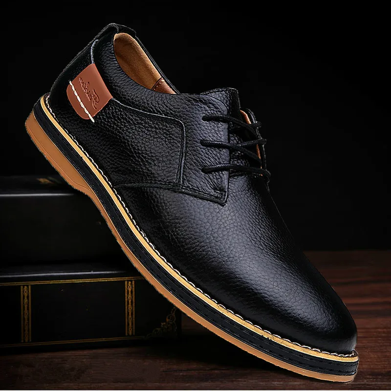 2020 New Men Oxford Genuine Leather Dress Shoes Brogue Lace Up Flats Male Casual Shoes Footwear Loafers Men Big Size 39-45 yiger new 2019 men dress shoes big size 41 50 man business shoes genuine leather male lace up casual shoes spring autumn 0230