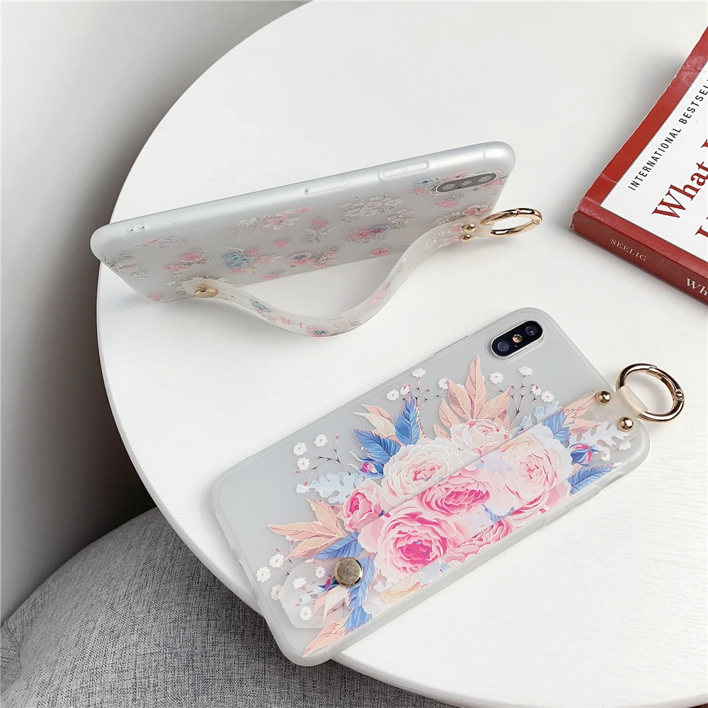 Для samsung A40 чехол ТПУ с цветочным узором ремешок чехол для телефона для samsung A10 A20 A30 A40S A50 A60 A80 A90 A70 M10 M20 M30 держатель крышки