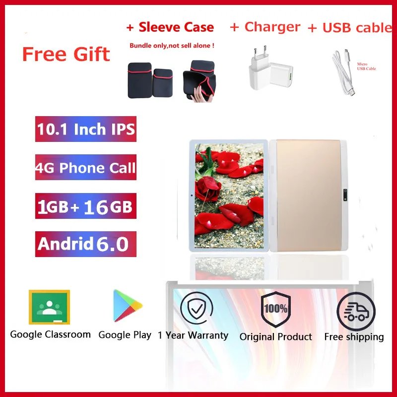 

Glavey 4G LTE Phone call 10.1 INCH IPS Tablet PC Android 6.0 MTK6735 1GB/16GB 4200mAh Quad Core GPS G-Sensor FM Wifi