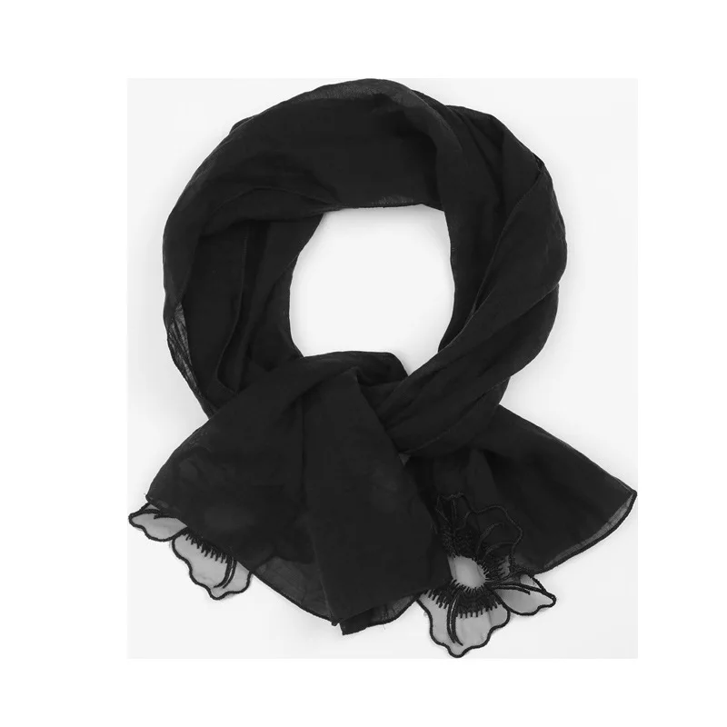 

New Retro Tassel Scarf Lady Cotton Twill Shawl Autumn Winter Warm Black