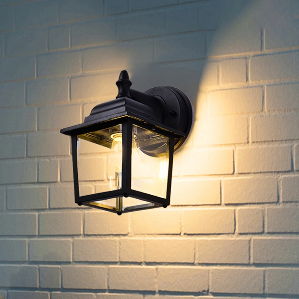 

LED Wall Lamp Outdoor Waterproof Retro E27 Glass Lantern Light Garden Lighting Indoor Bedroom Living Room Stairs Wall Light