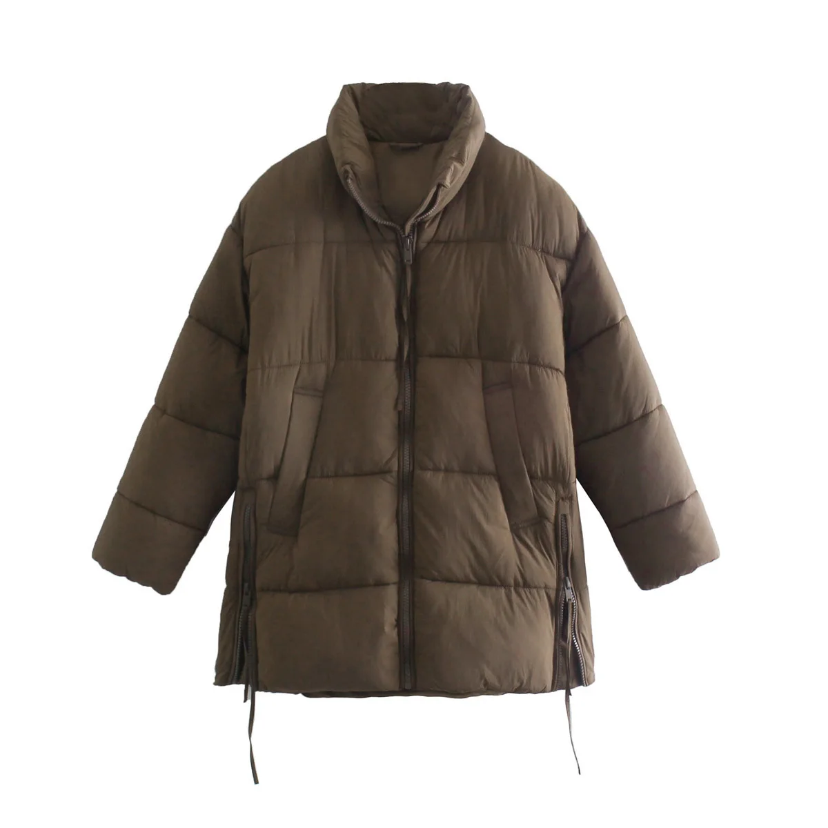 KEYANKETIAN ZA Quilted Coat Autumn and Winter Women's Jacket Army Green Warm Simple Casual Loose Cotton Quilting