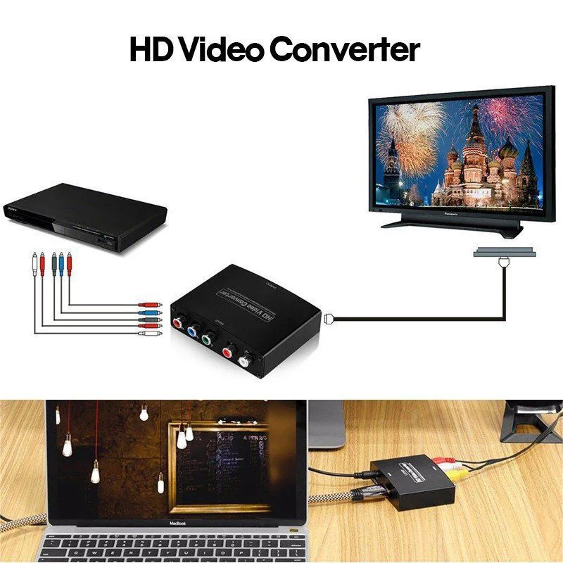 1080P HD HDMI to RGB Component (YPbPr) Video+R/L Audio Adapter UK/AU/EU/UK Plug Converter TV CK | Электроника