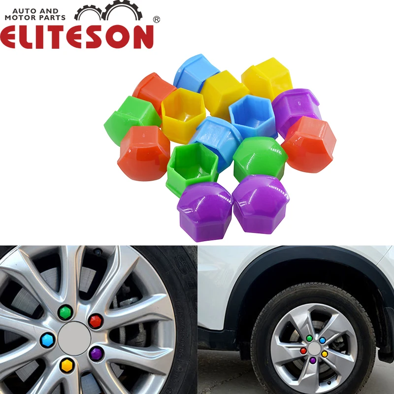 

Eliteson 20PCS 17mm 19mm 21mm Car Wheel Nuts Caps Auto Screw Covers Bolt Rims Protector Exterior Decoration Black Sliver Gold
