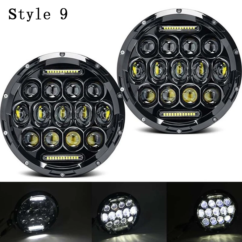 2xFor Lada Niva 7inch Led Headlight Hi/Low Beam Light Halo Angle Eyes DRL Headlamp For Jeep Wrangler Off Road 4x4 suzuki samurai |