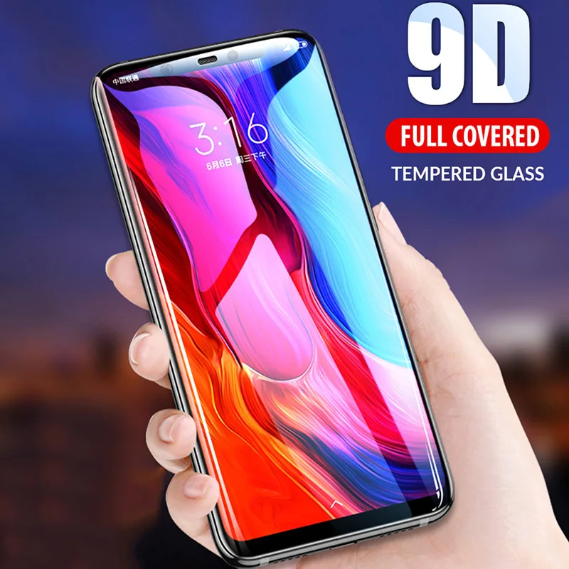Защитное стекло 9D для экрана Xiaomi redmi note 7 pro полностью клеящееся закаленное на