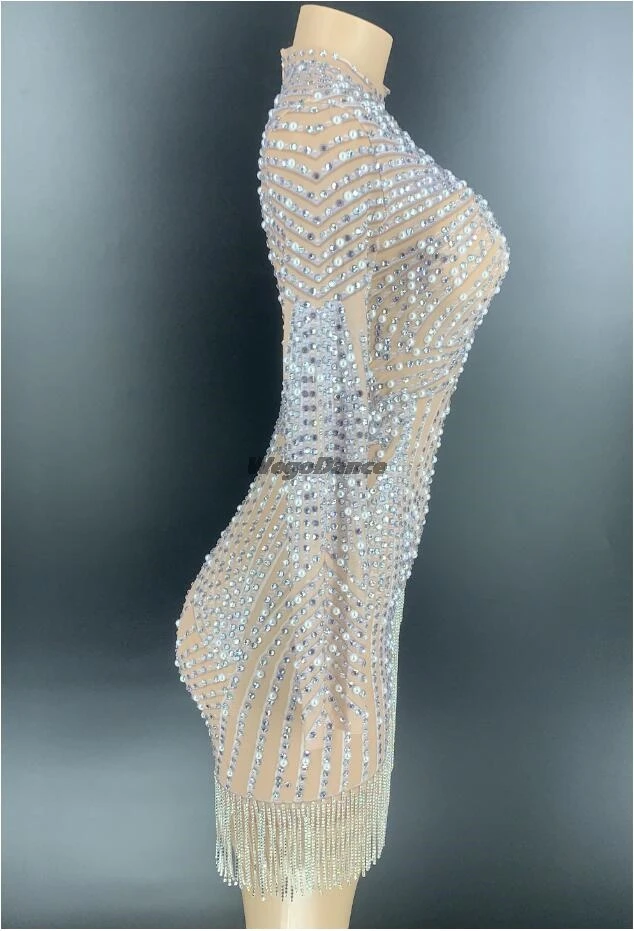 Новинка серебристые Стразы с бахромой и жемчужинами прозрачные женские