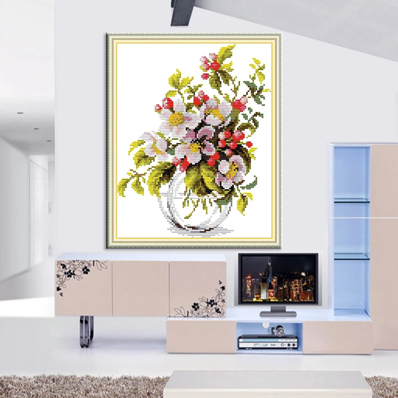 Joy Sunday Cross Stitch Stamped Kits Blooming Apple Blossoms 11&amp14CT DIY Needlework Kit Set for Embroidery | Дом и сад