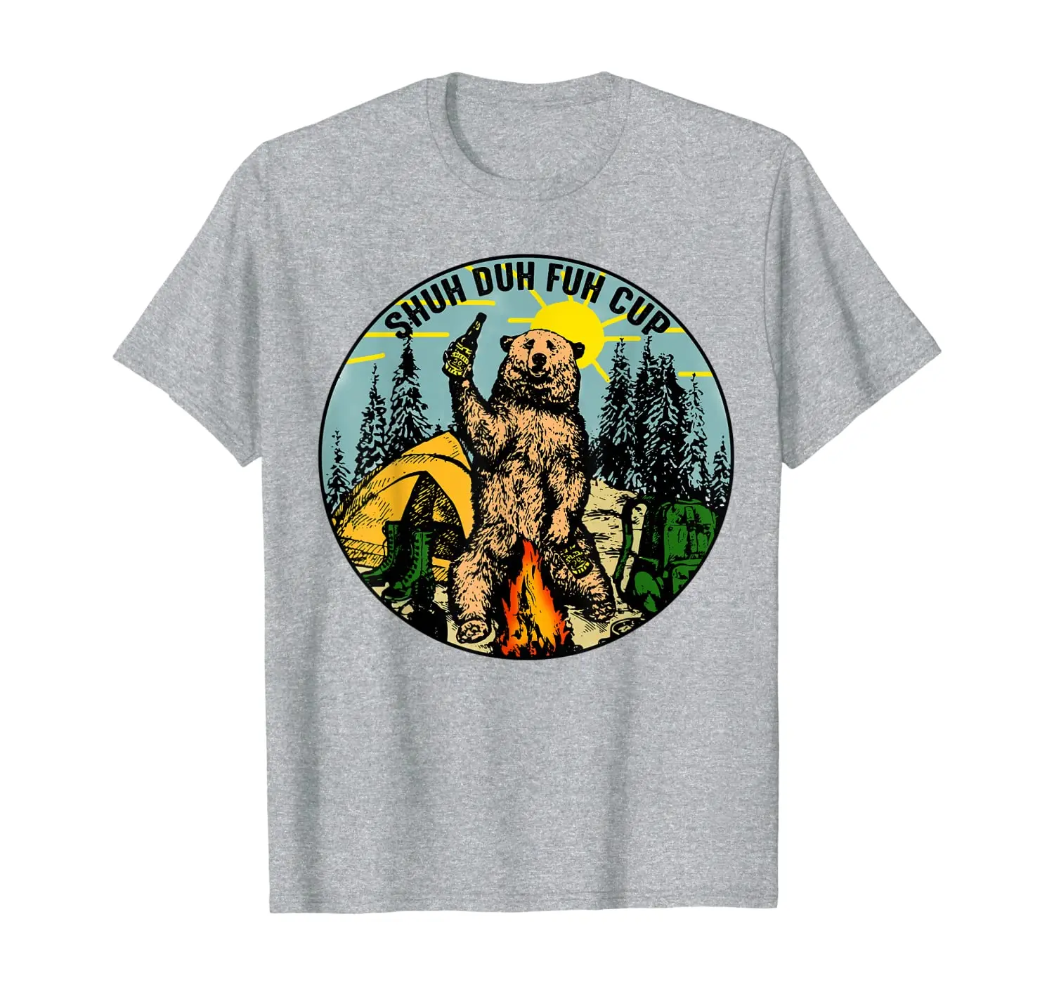

Shuh Duh Fuh Cup Bear Drinking Beer Camping T-Shirt