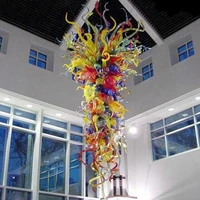 hand blown glass crystal chandelier multi w90xh210cm led art pendant light indoor lustre hotel hallparlor decoration