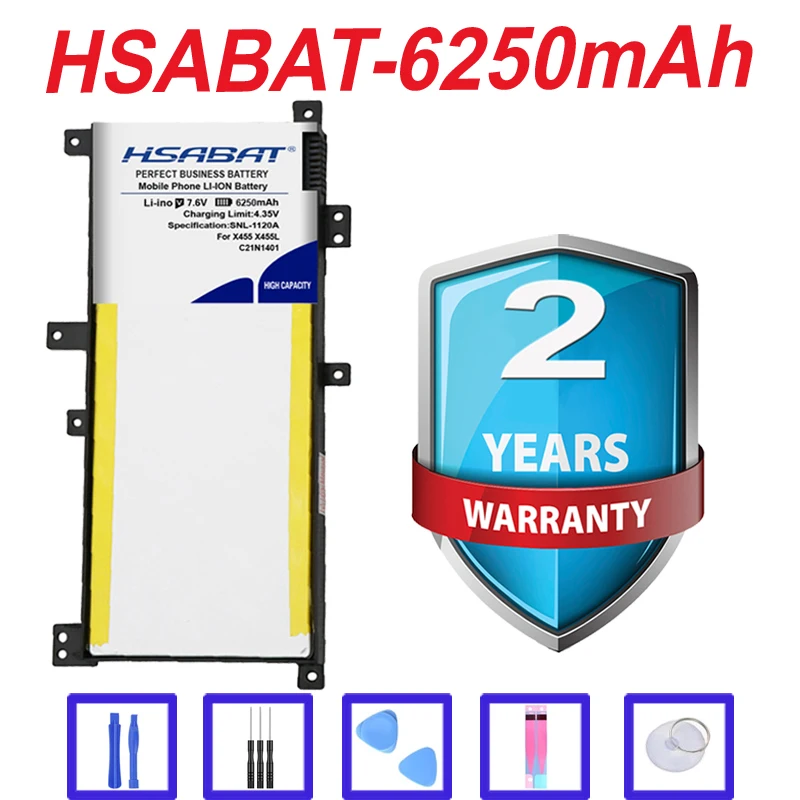 Топ-бренд 100% новый аккумулятор 6250 мАч C21N1401 для ASUS X455 X455L X455LA A455L A455LD A455LN F455L X454W X455LD