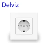 Настенная розетка Delviz, 16 А, панель из хрусталя, 110-250 В переменного тока, белаячернаясерая, бытовая Встроенная розетка европейского стандарта