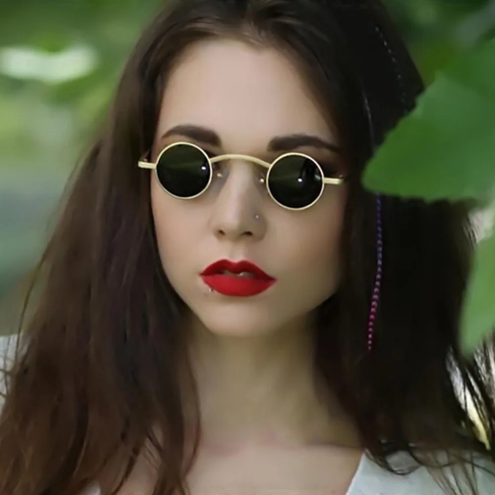 

Trendy Small Metal Frame Steampunk Sunglasses Vintage Women/Men Round Sun Glasses Classic Gothic Driving Goggle Oculos De Sol