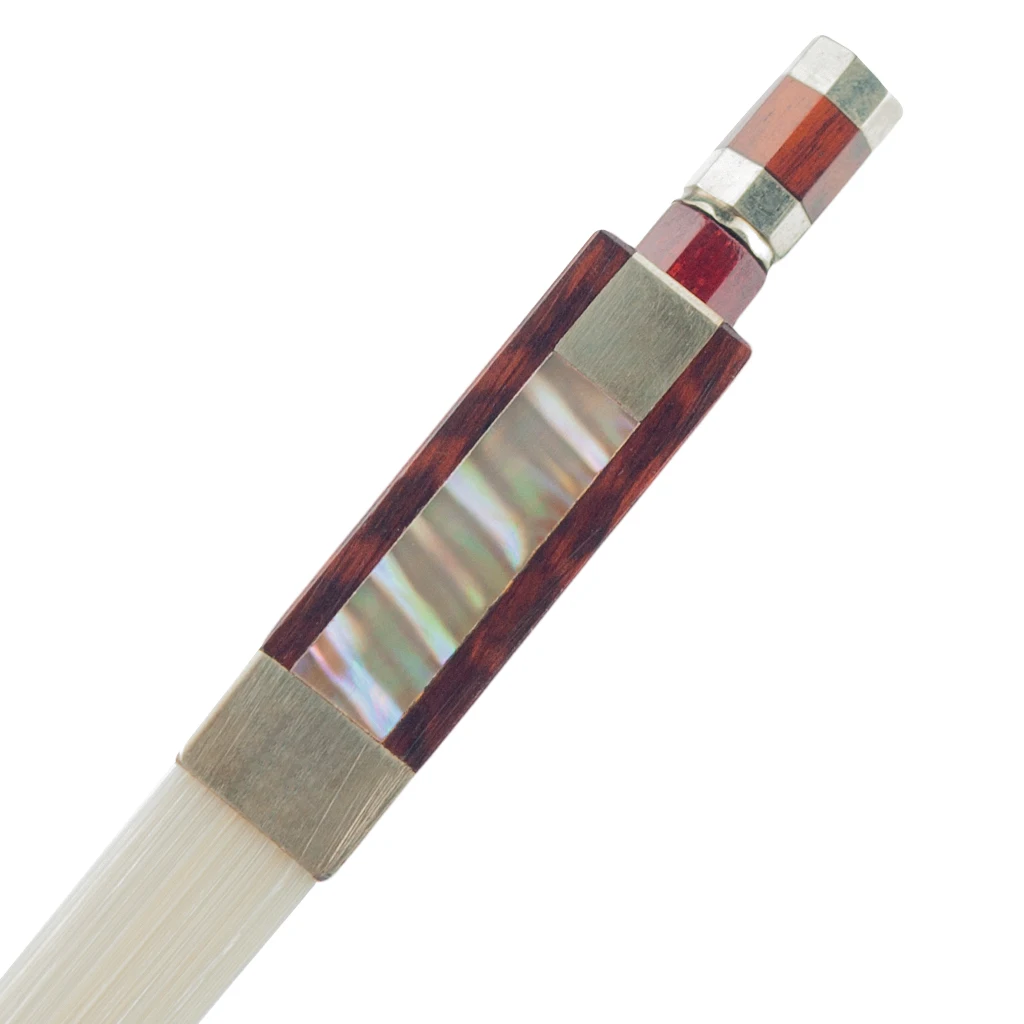 NAOMI 4/4 Size Violin/Fiddle Bow Brazilwood Bow Round Stick White Horsehair W/Snakewood Frog Horsehair Well Balance