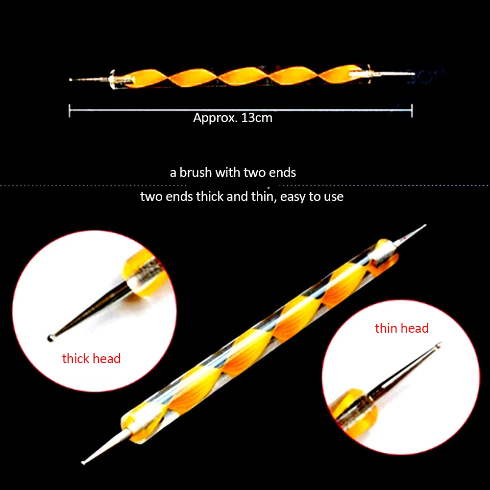 Nail Dotting Pen 5 Pcs Point Flower DIY Art Tool 3D Crystal Brush Set Drill Gel Polish Drawing | Красота и здоровье