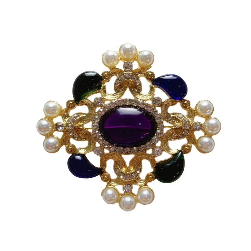 CINDY XIANG Purple Resin Cross Brooches for Women Vintage Fashion Jewelry New Design Rhinestone Pin Coat Accessories | Украшения и