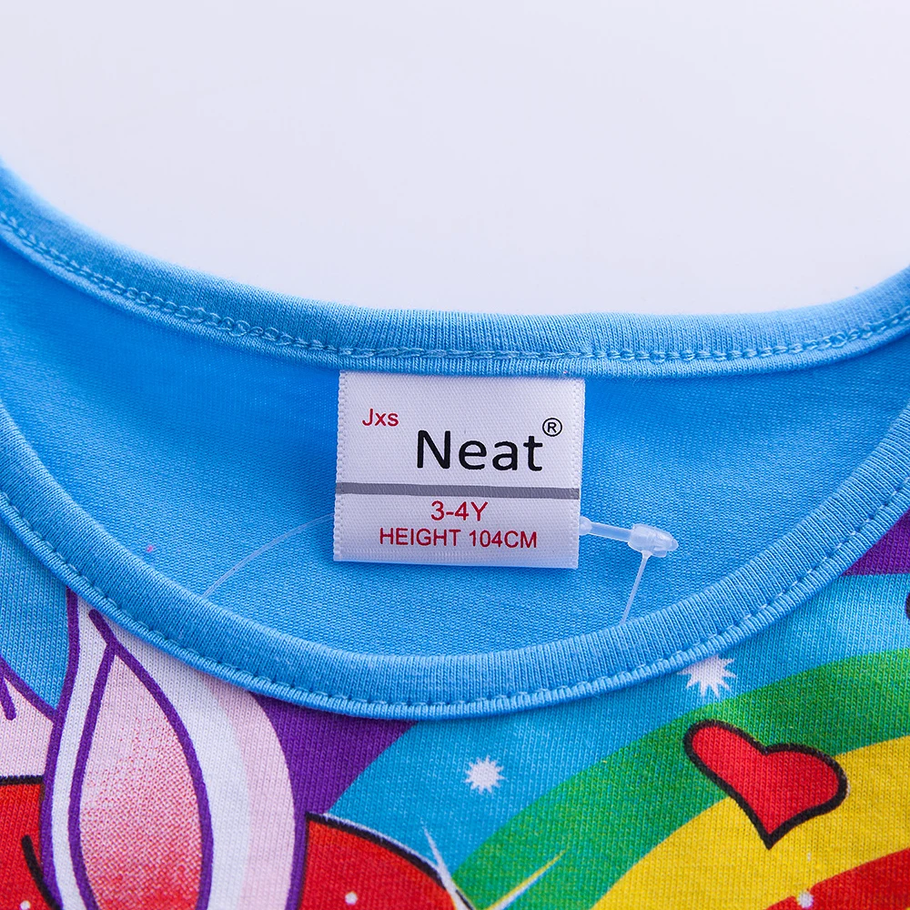 JUXINSU My Baby Girls Little Pony Cartoon Girl Rainbow Long Sleeve Dresses Pony Casual Dress Autumn Winter Home Wear 1-8 Years