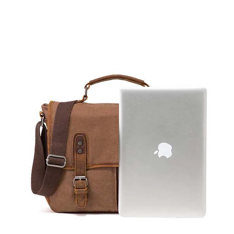 Мужской холщовый портфель винтажная мужская сумка-мессенджер модная с кожаными