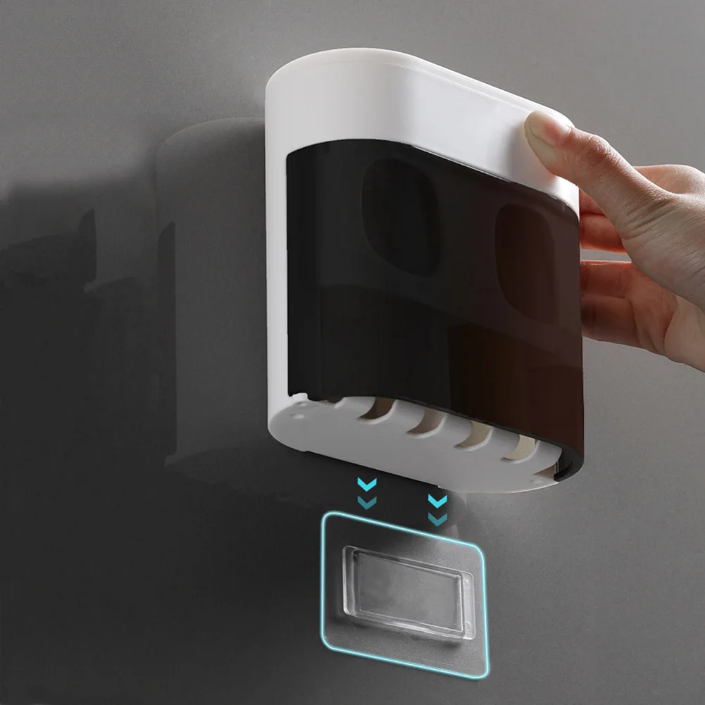 

Bathroom Wall-Mount Automatic Toothpaste Dispenser Toothbrush Holder Shelf Rack Tube Squeezer Bathroom Accessories