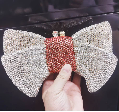 

Female Elegant Women Blue Bow Evening Bag Clutch Bags Wedding Bridal Diamond Purses and Handbags Party Dinner Bag Red Handbags