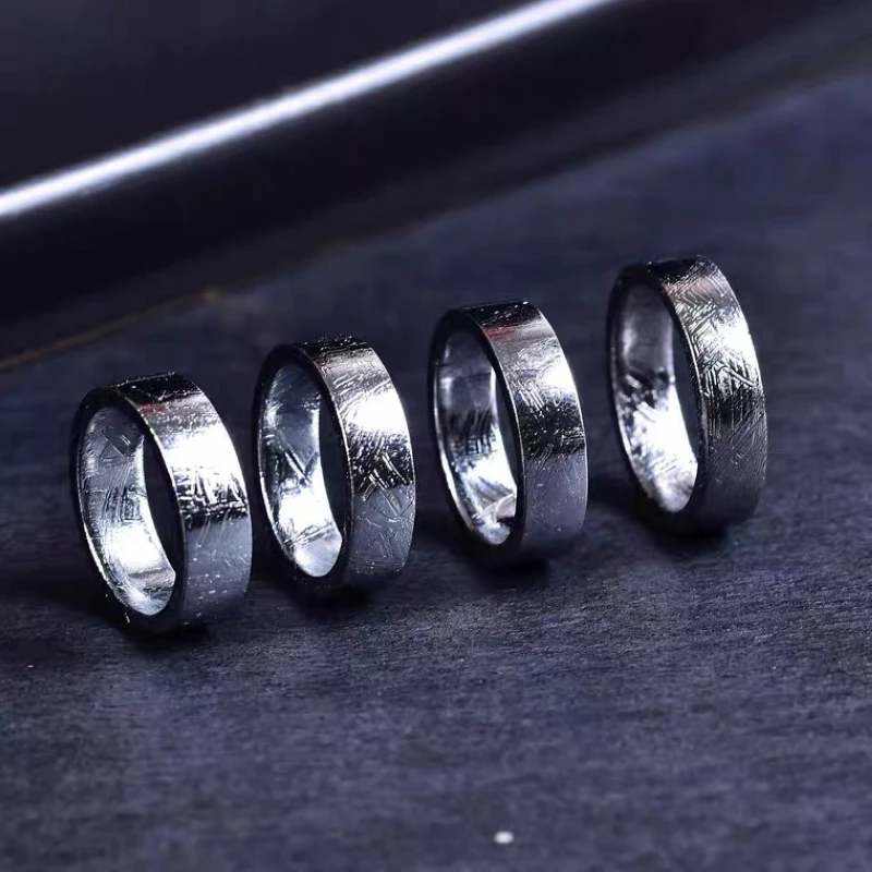 

Genuine Natural Gibeon Iron Meteorite Fashion Ring Silver Plated Jewelry Wedding Rings Women Men Size 6 7 8 9 10 11 12 AAAAA