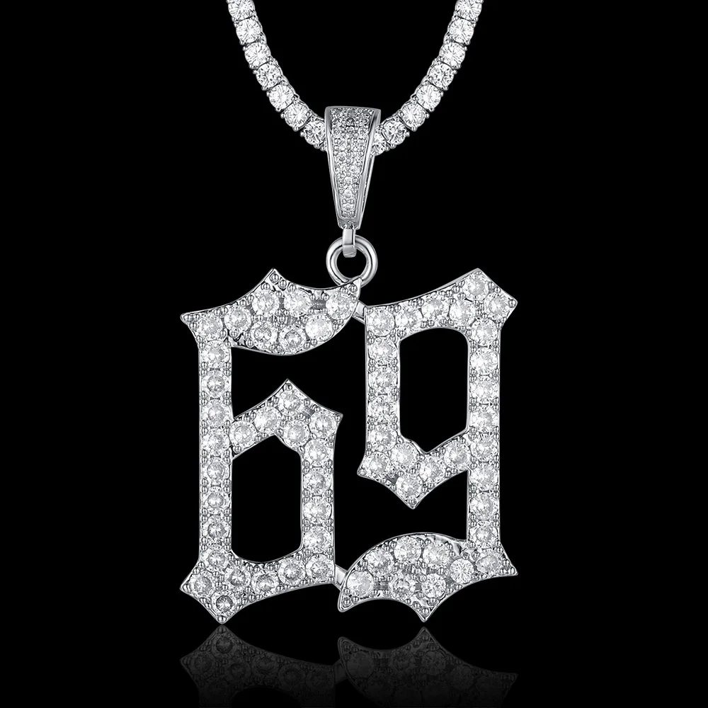 

100% Micro Zircon Hip Hop Six Nine Pendant Necklace For Men Jewelry Custom Accept Party Wholesale Iced Out Necklaces