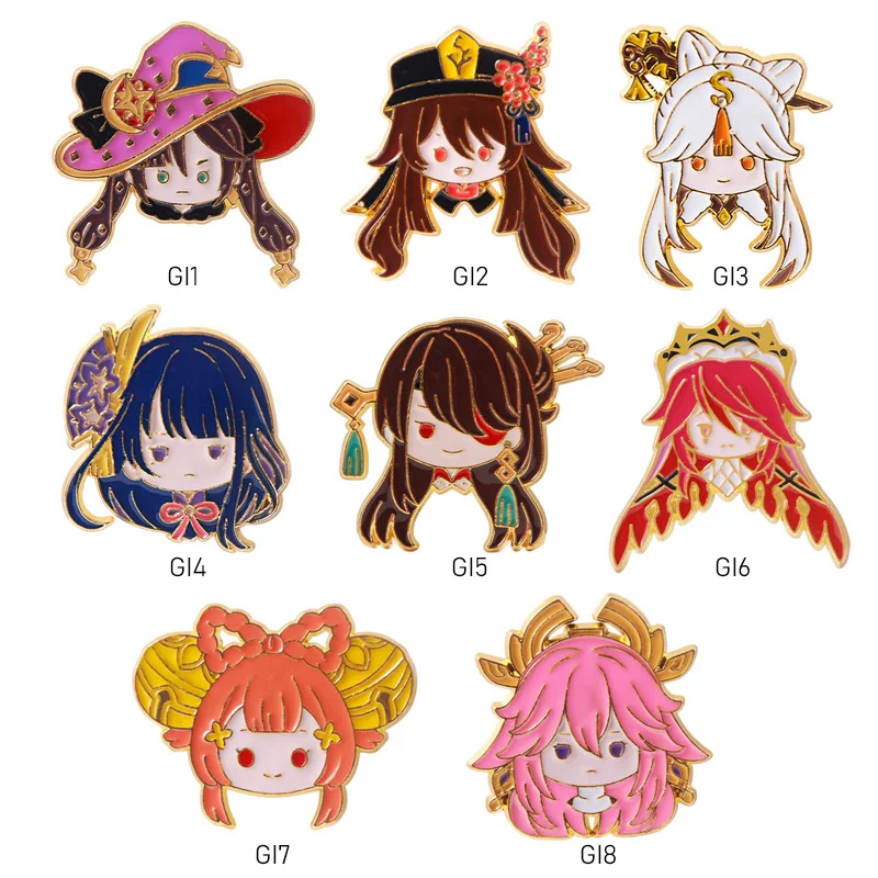 

Genshin Impact Cosplay Badges Anime Zhongli Xiao Venti Ganyu Keqing Hutao Ying Metal Brooches Charm Pins Gifts