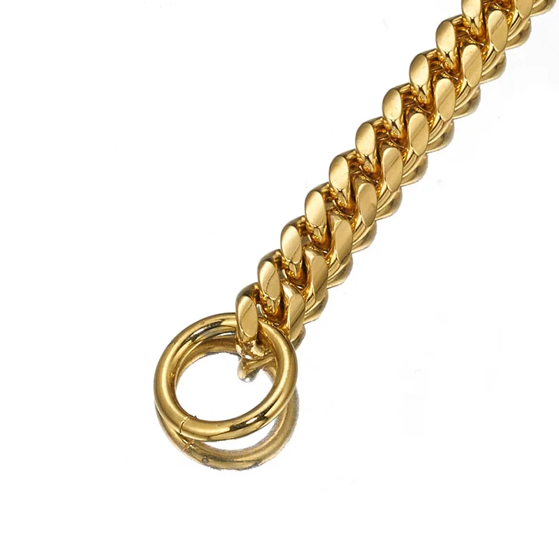 

New Pet Dog Gold Chain Puppy Collar Necklace Stainless Steel Bulldog Collar 10mm Small Middle Large Dog