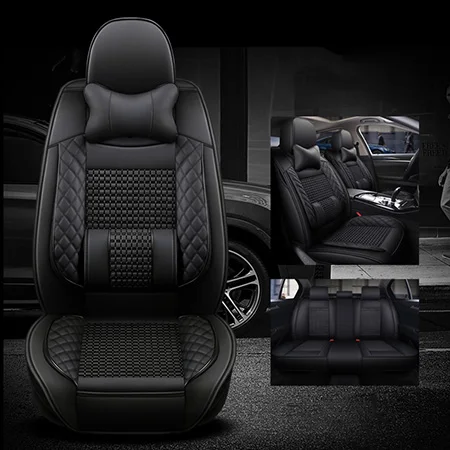 Black have polliws Кожа и шелк льда 5 машинные места чехлы для сидений kia soul Morning Picanto daewoo lanos nexia toyota aqua aygo zotye t600 автокресла - Название цвета: Black have polliws