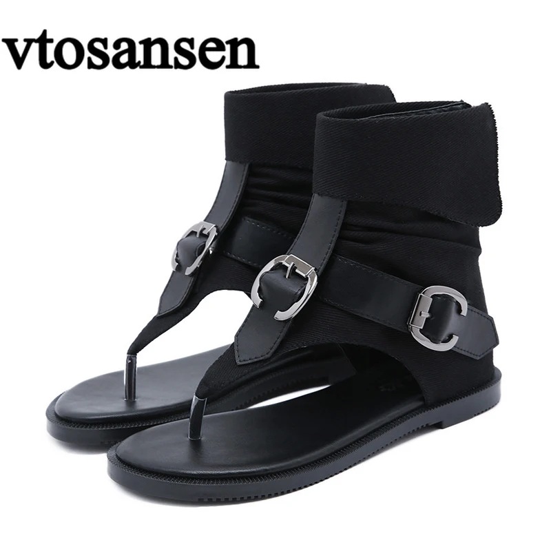 Harga Sandal Datar Musim Panas Gesper Mode Untuk Wanita Sandal Jepit Denim Tali Pergelangan Kaki Sandal Pantai Gaya Roma Kualitas Tinggi Filas Perempuan Perempuan