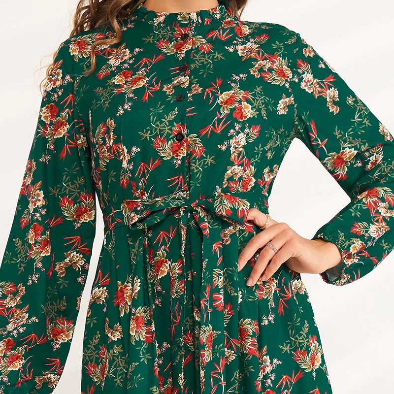 Женское облегающее платье макси элегантное зеленое платье-трапеция с цветочным