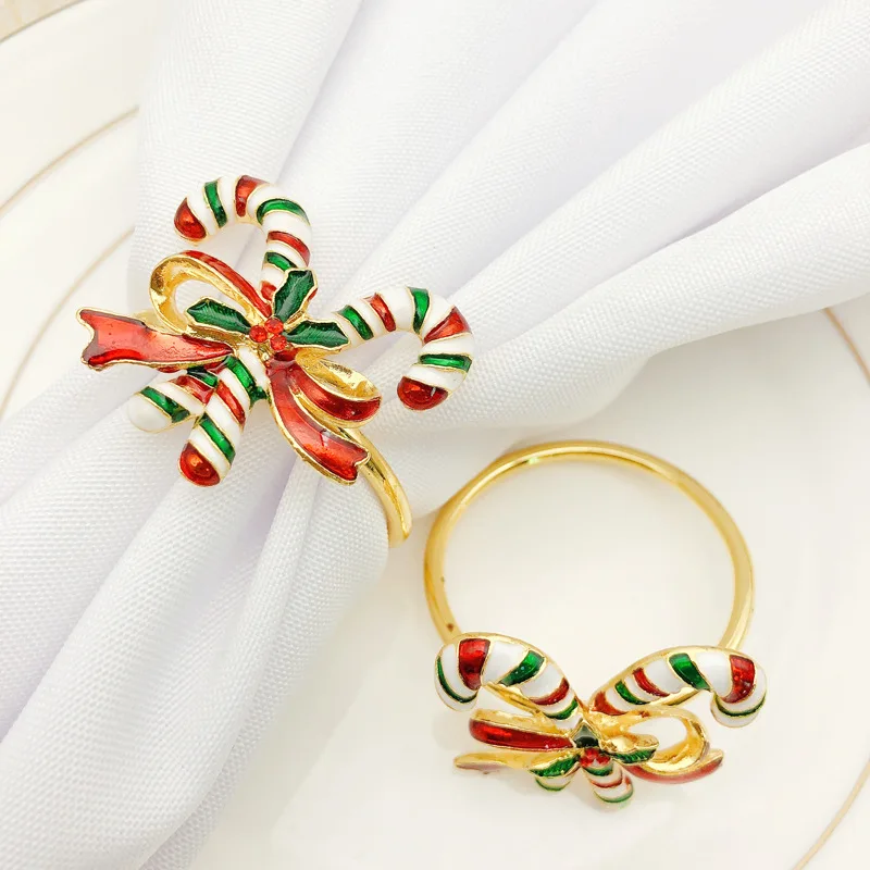 

New Christmas Napkin Ring Alloy Rhinestone Reindeer Tree Shaped Napkin Xmas Party Table Circle Decor Banquet Hotel Supplies