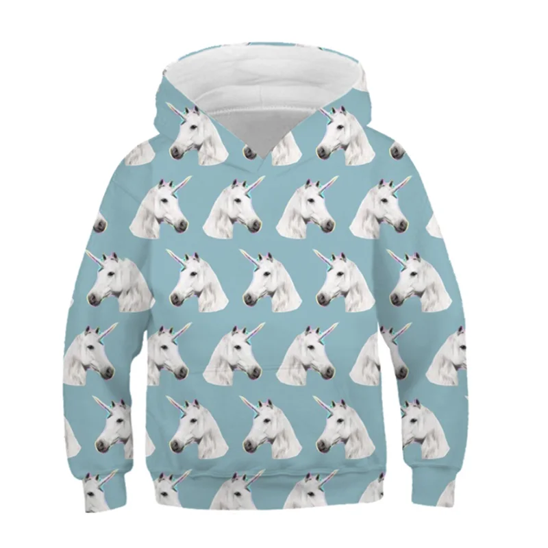 Осень 2022 детская одежда с рисунком лошади толстовки капюшоном для девочек свитер