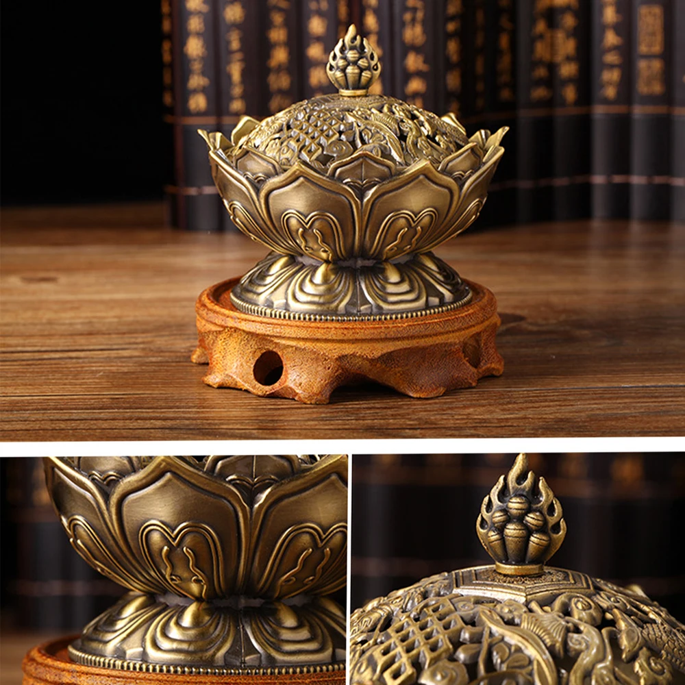 Горелка для благовоний из сплава подставка в китайском стиле Будды цветок лотоса