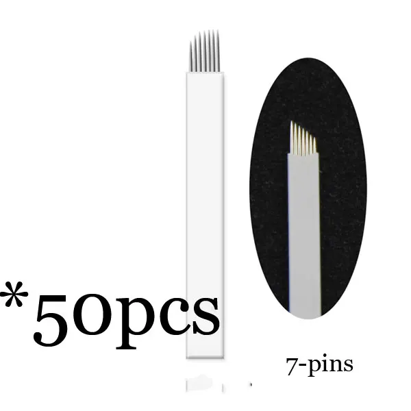 50pcs7CF 0,18 мм 7 9 11 12 14 U форма Перманентный макияж бровей flex иглы татуировки лезвия для 3D микроблейдинга Ламина лезвие Agulhas Tebori - Габаритные размеры: 50pcs7CF