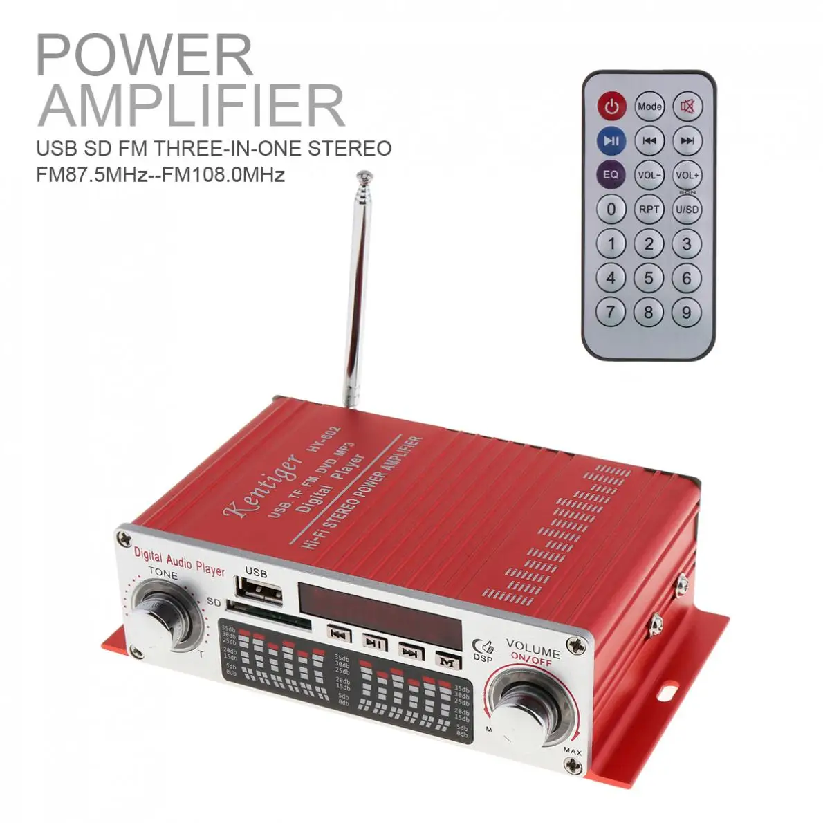 DC 12V HIFI Цифровой автомобильный усилитель мощности FM Радио стерео аудио
