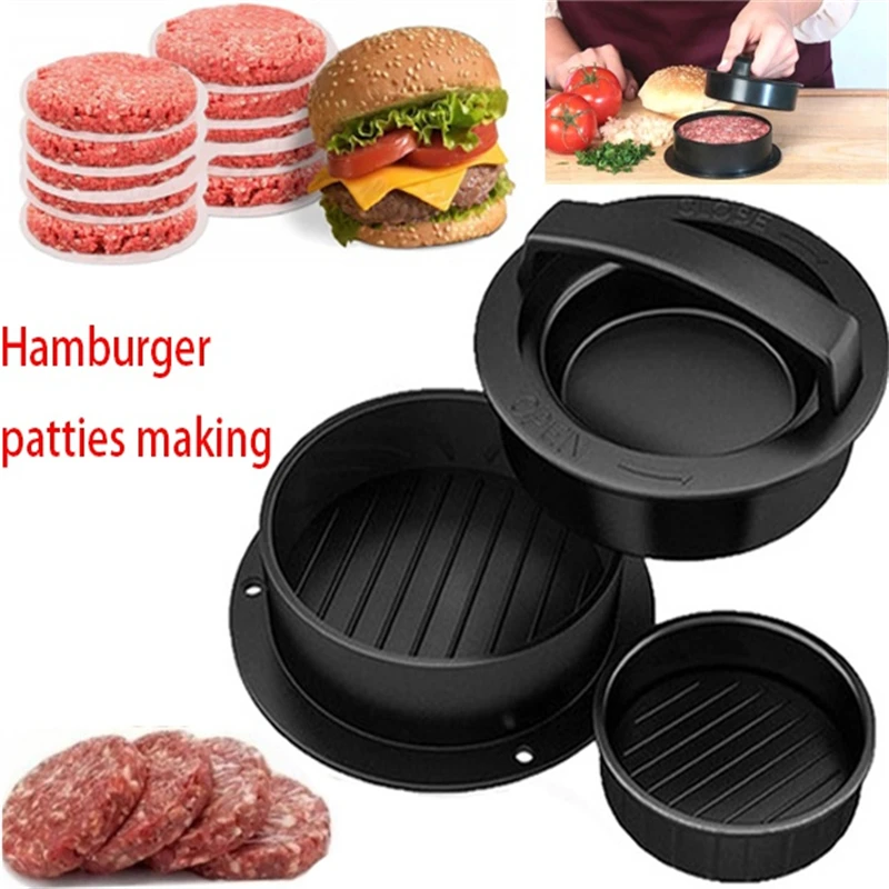 

Non Stick Stuffed Burger Press Hamburger Patty Molds Maker Tool Beef Sliders Baking BBQ with DIY Wax Papers Sheets