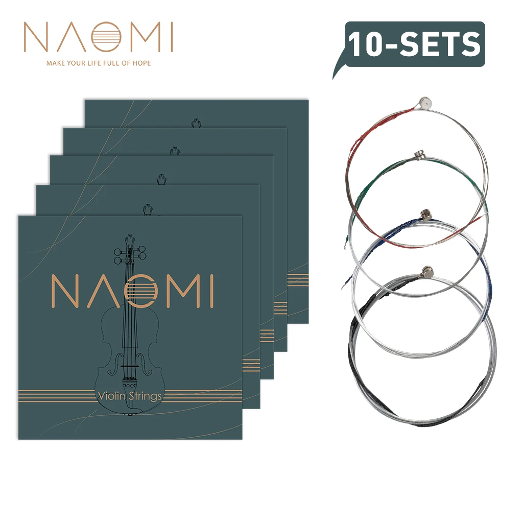 10 комплектов NAOMI полный набор струн скрипки универсальные 4/4 3/4 1/2 1/4 1/8 Струны