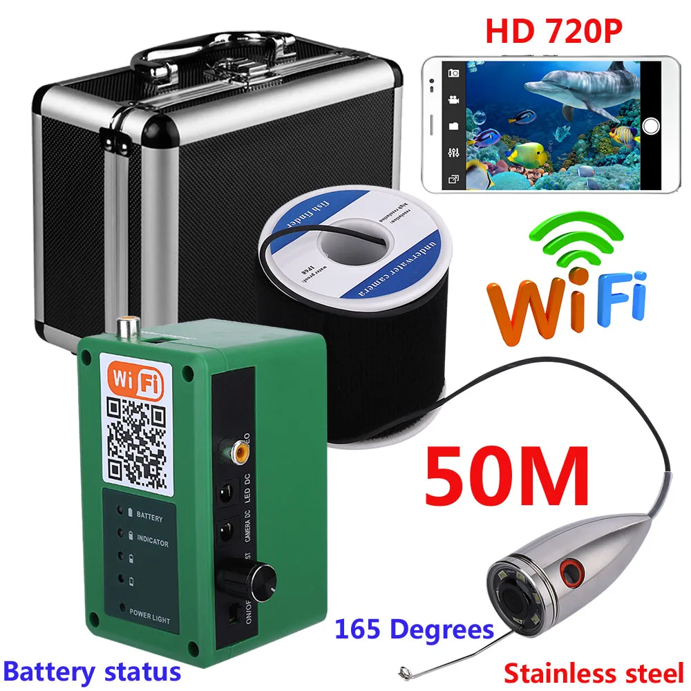 

Беспроводная подводная рыболовная видеокамера 720P Wifi из нержавеющей стали для IOS Android APP поддерживает видеозапись DVR