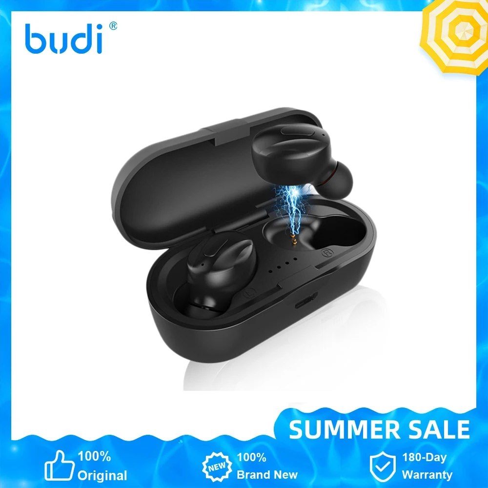 

Беспроводные Bluetooth-наушники BUDI с микрофоном, водонепроницаемые наушники с голосовым управлением, Bluetooth
